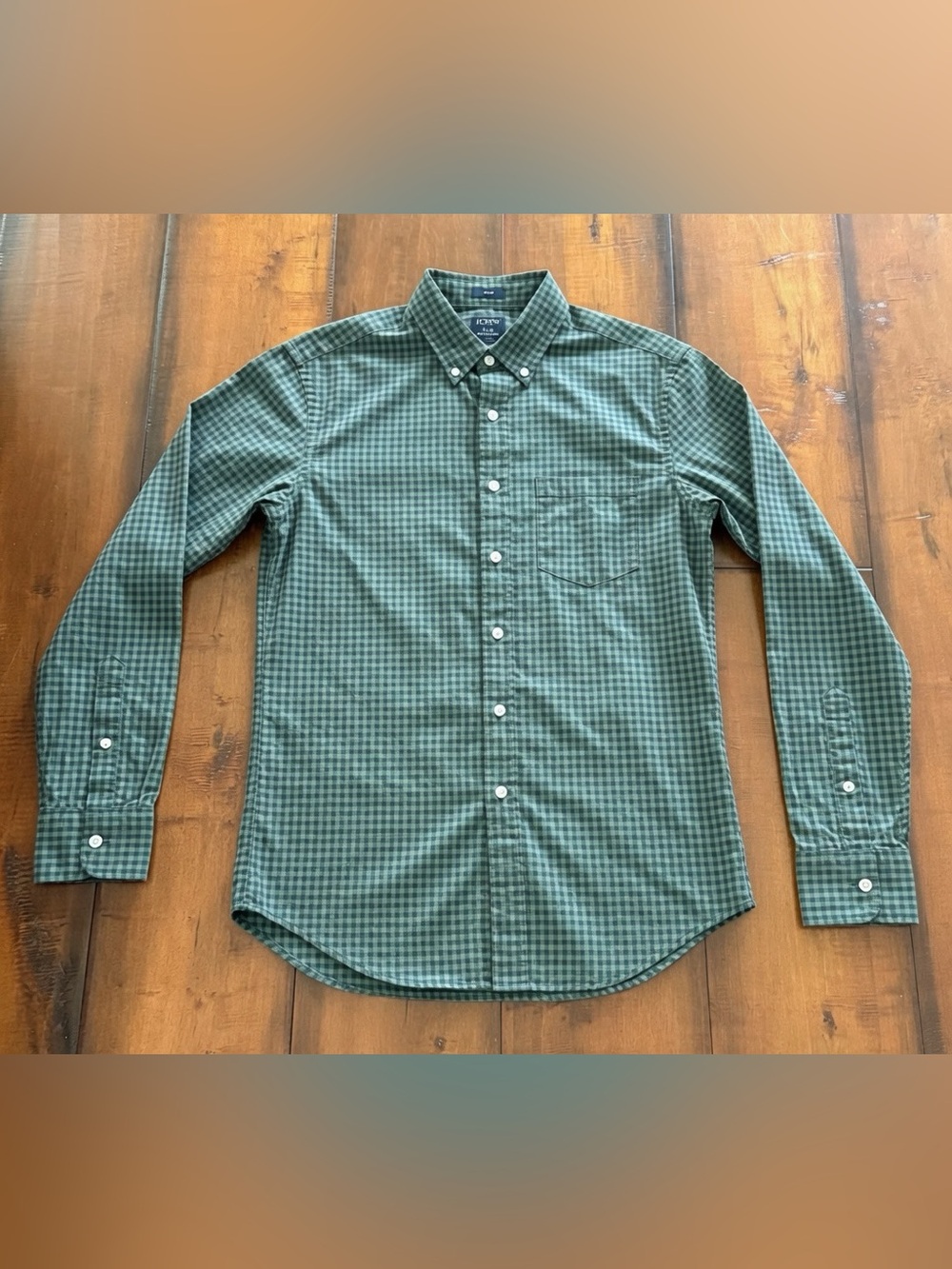 J. Crew Green Gingham Button-Down Shirt